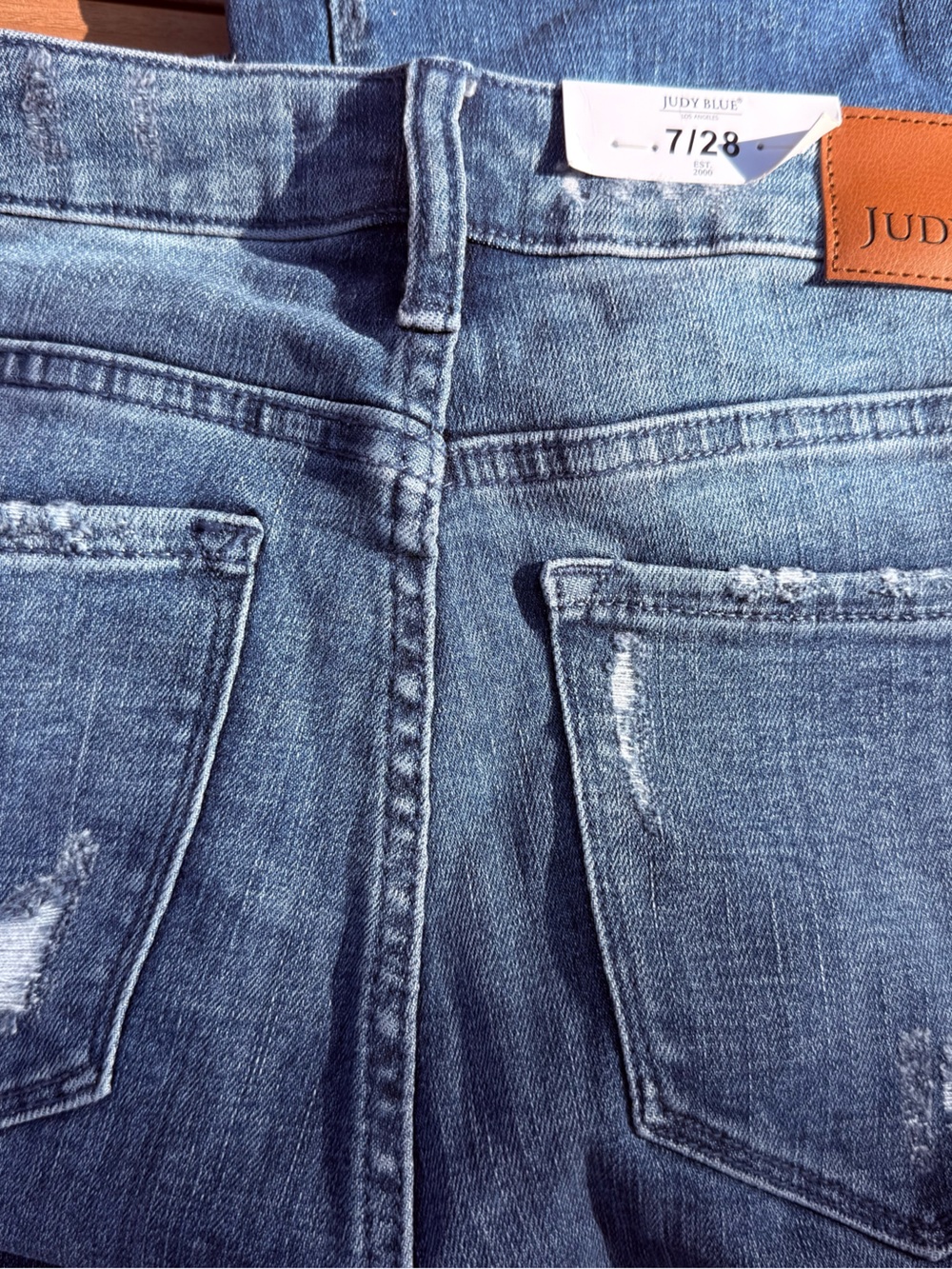Judy Blue Women's Blue Flare Jeans with Distressed Detail - Picture 13 of 13